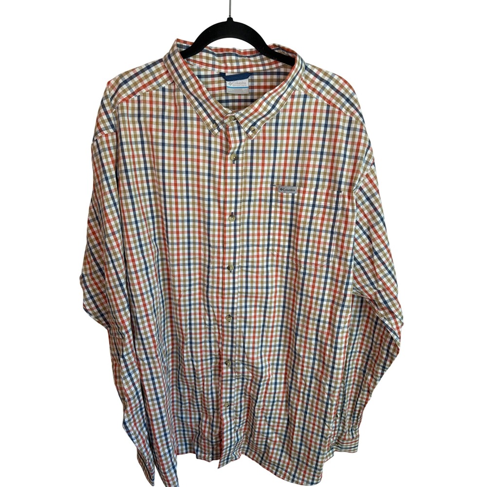 Columbia Mens 3XT Plaid Button Down Shirt Long Sleeve Cotton Stretch AT7968